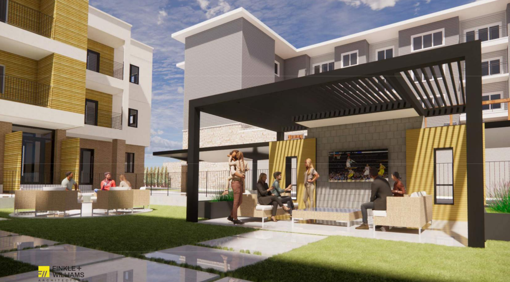courtyard rending of apartment complex Urban Edge