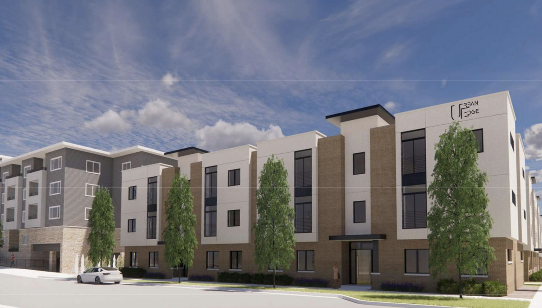Northwest side of the exterior of the apartment complex Urban Edge